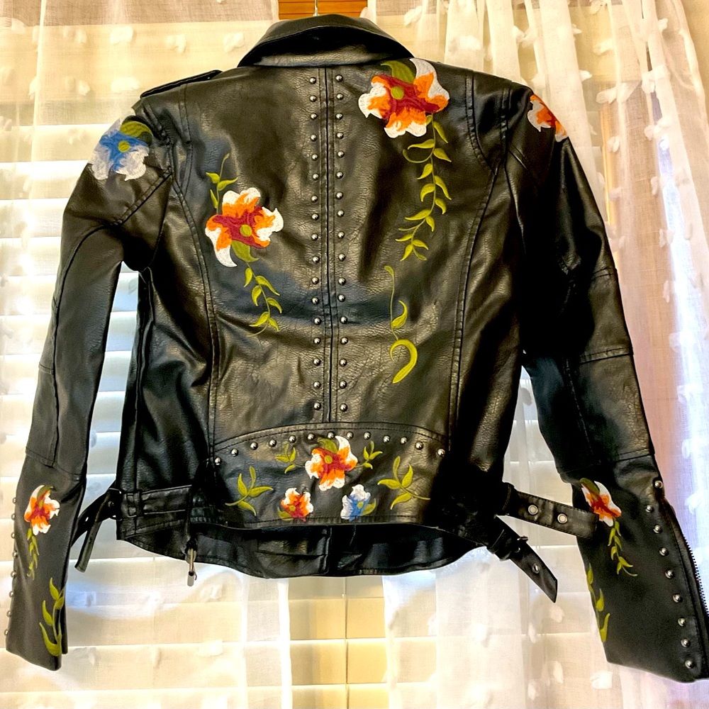 Vegan Leather Rocker Chic Jacket SZ SMALL. Brand New NEVER WORN